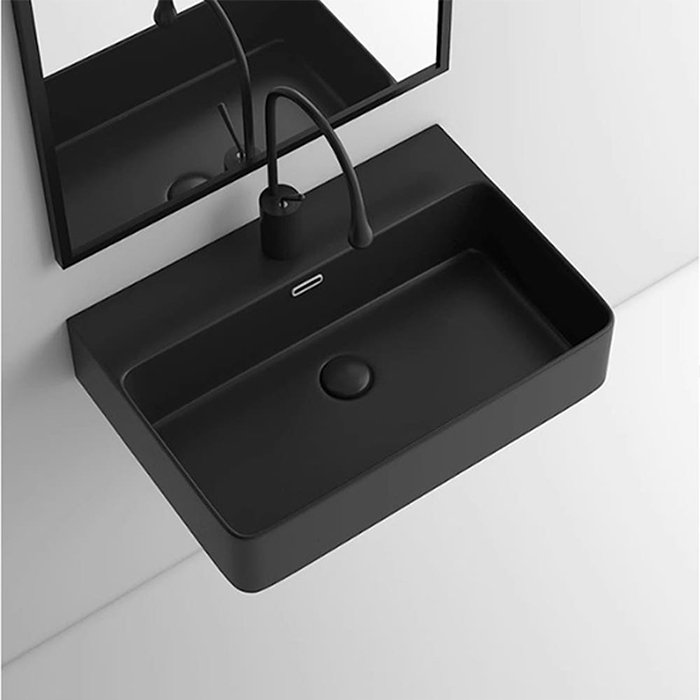 ST-L7053B-P 무광 블랙 벽걸이 벽붙이 세면대 세면기