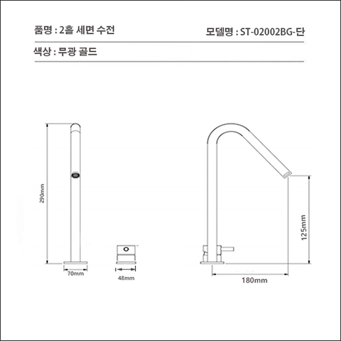ST-02002BG-무광골드 투홀 매립수전