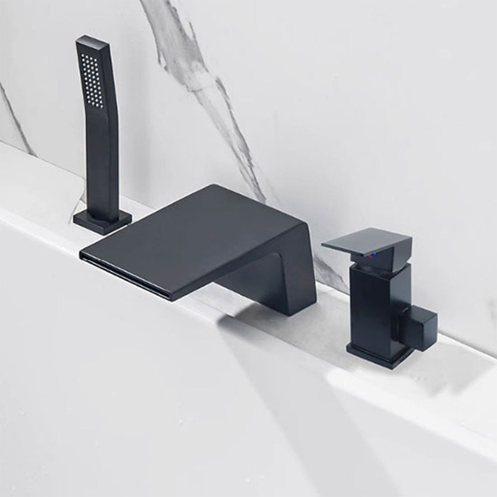 ST-03975B 매트 무광 블랙 대붙이 데크형 3홀 욕조 샤워 수전 수도꼭지