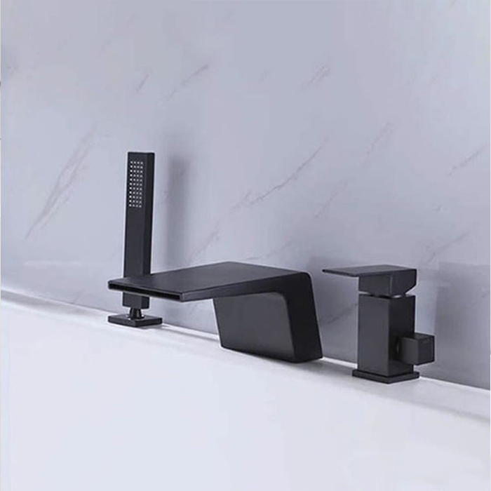 ST-03975B 매트 무광 블랙 대붙이 데크형 3홀 욕조 샤워 수전 수도꼭지