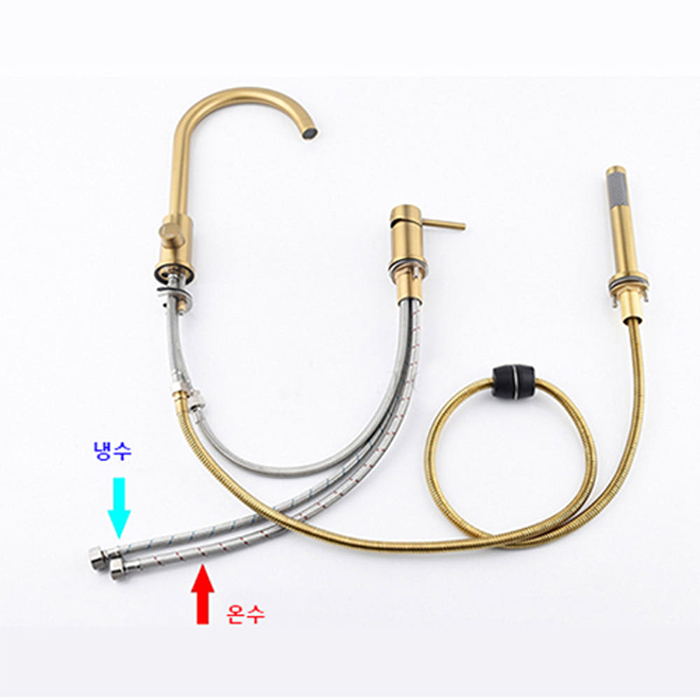 ST-03050NB 니켈 무광 스텐 3홀 데크형 욕조 샤워 수도꼭지 수전