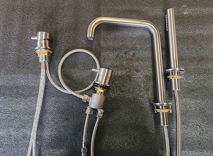 ST-Y8074N 니켈 무광 스텐 SUS304 4홀 데크형 욕조 샤워 수도꼭지 수전